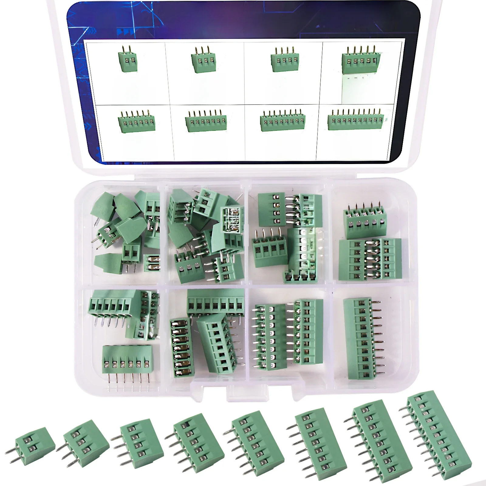 35 szt. Złącze śrubowe PCB Zestaw różnych zestawów do przewodów KF128-2.54 2Pin-10Pin — zdjęcie 2