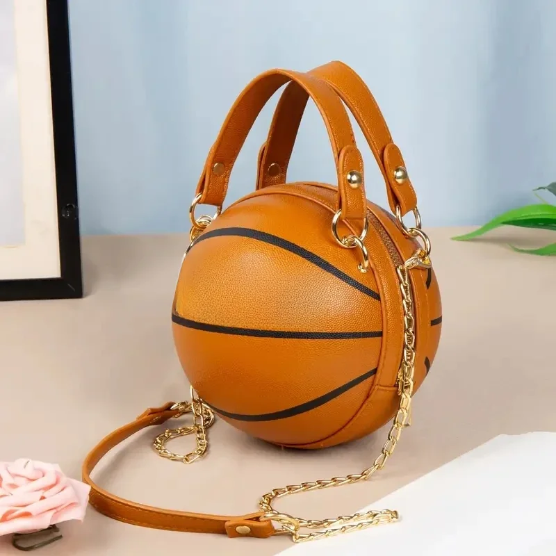 Femmes sac à bandoulière en cuir PU chaîne sac de basket-ball nouvelle lettre impression adolescents sac à main mode sacs à bandoulière femme