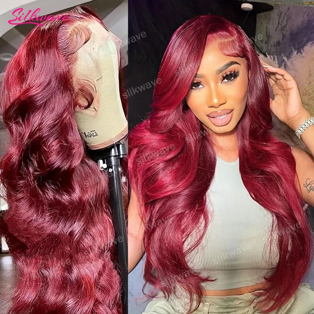 

200 Density 99j Burgundy Human Hair Body Wave Wigs 13x6 PrePlucked Hd Lace Front Wig For Women Wine Red Brazilian Human Hair Wig