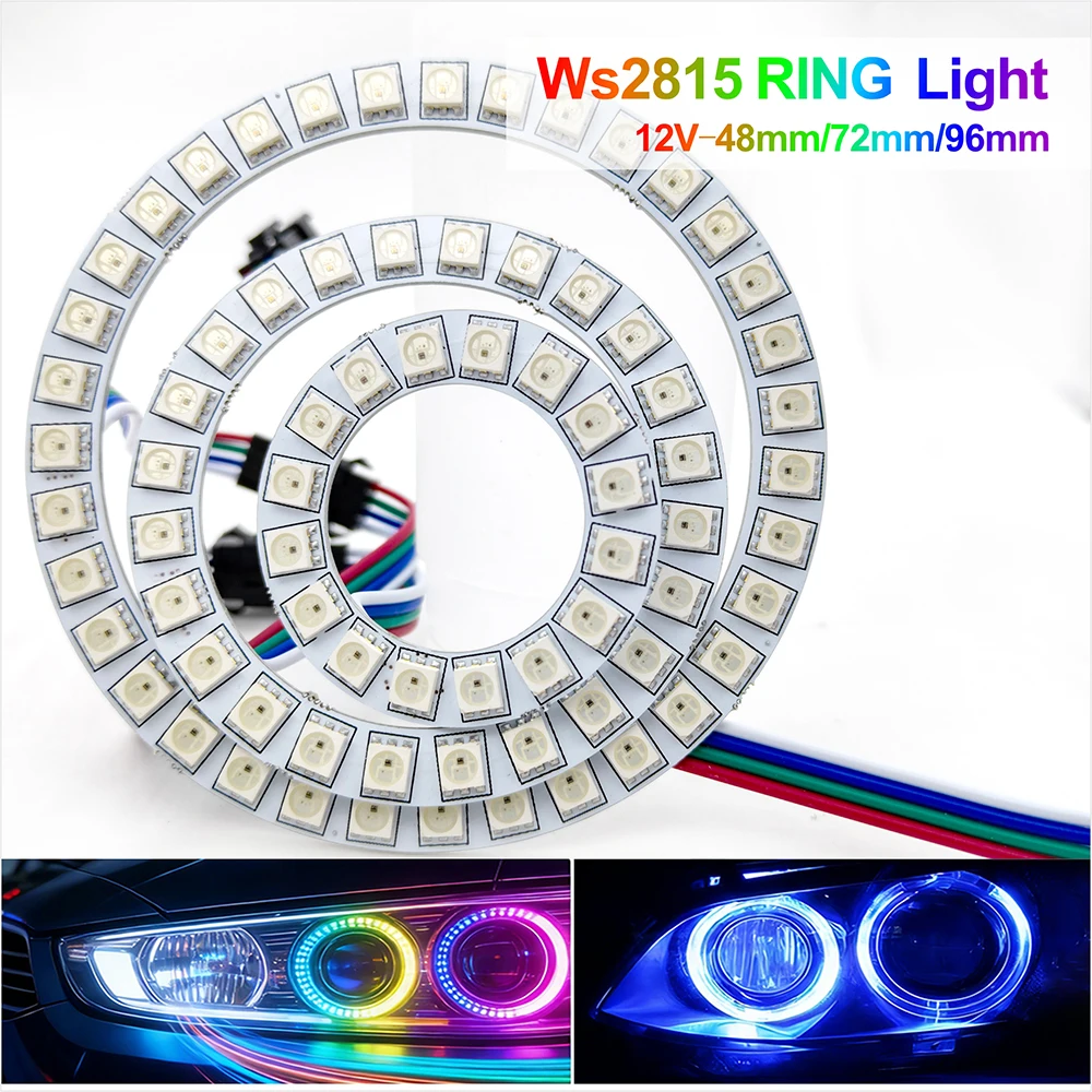 Anillo de Luz RGB Phantom Color 12V WS2815, Anillo de Ojo de Ángel, Luz Diurna para Auto, Transmisión Continua, Alto Brillo