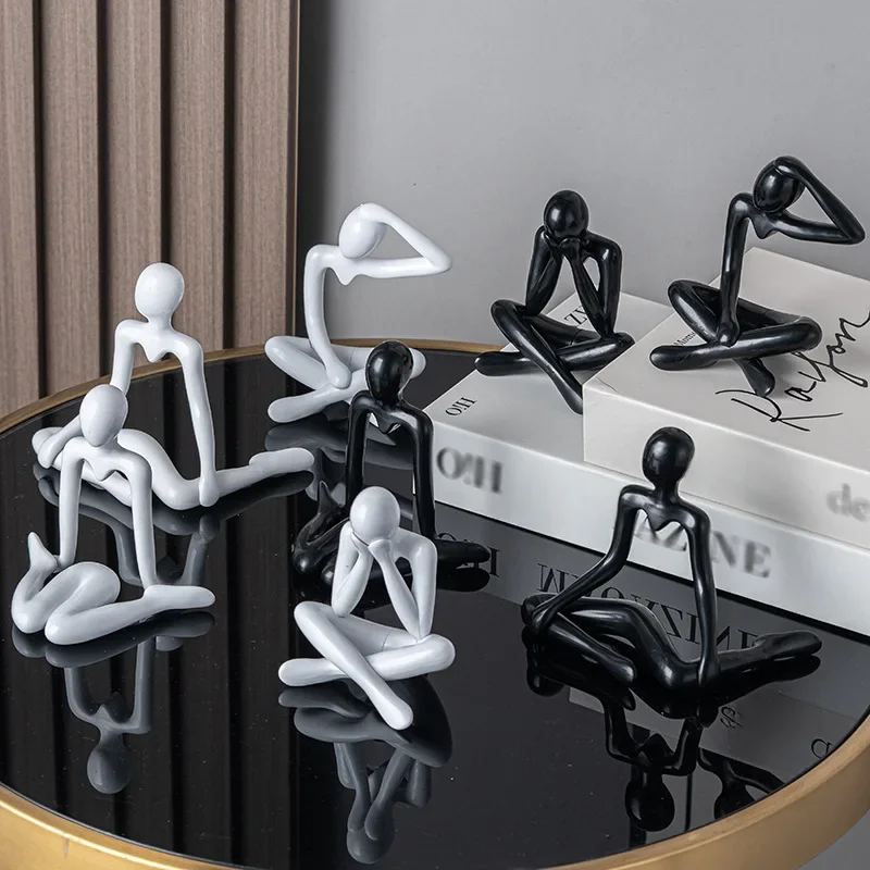 Figurines abstraites de Style nordique léger et luxueux, décoration de maison, ornements, Posture assise, artisanat, décoration de bureau, œuvres d'art, 1/4 pièces