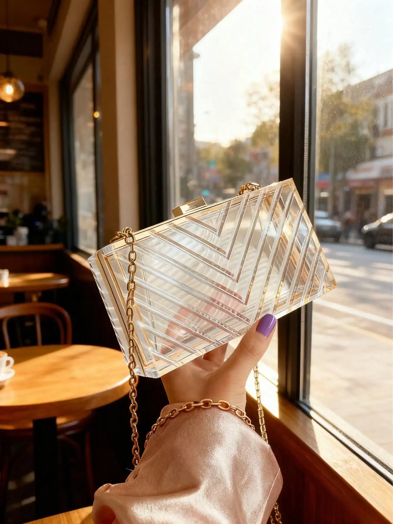 Transparent Acrylic Box Bag, Dinner Bag, Chain Strap Crossbody Bag, Small Square Bag, Fashionable Women's Shoulder Bag