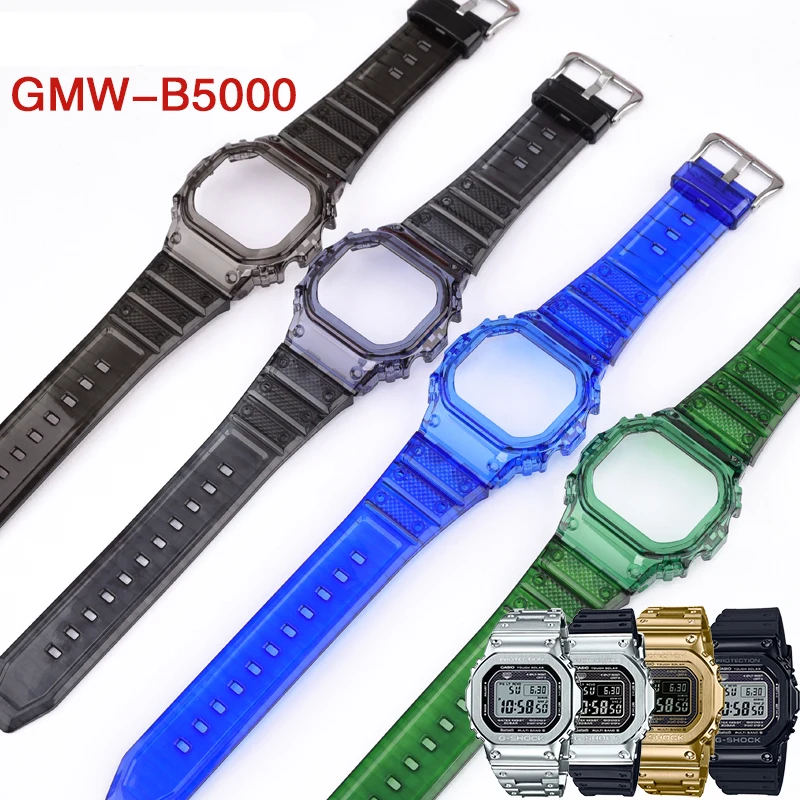 あお　　G-shock GMW-B5000用カスタムパーツ Color Clear Strap + Case For Casio G-Shock GMW-B5000 Resin Strap