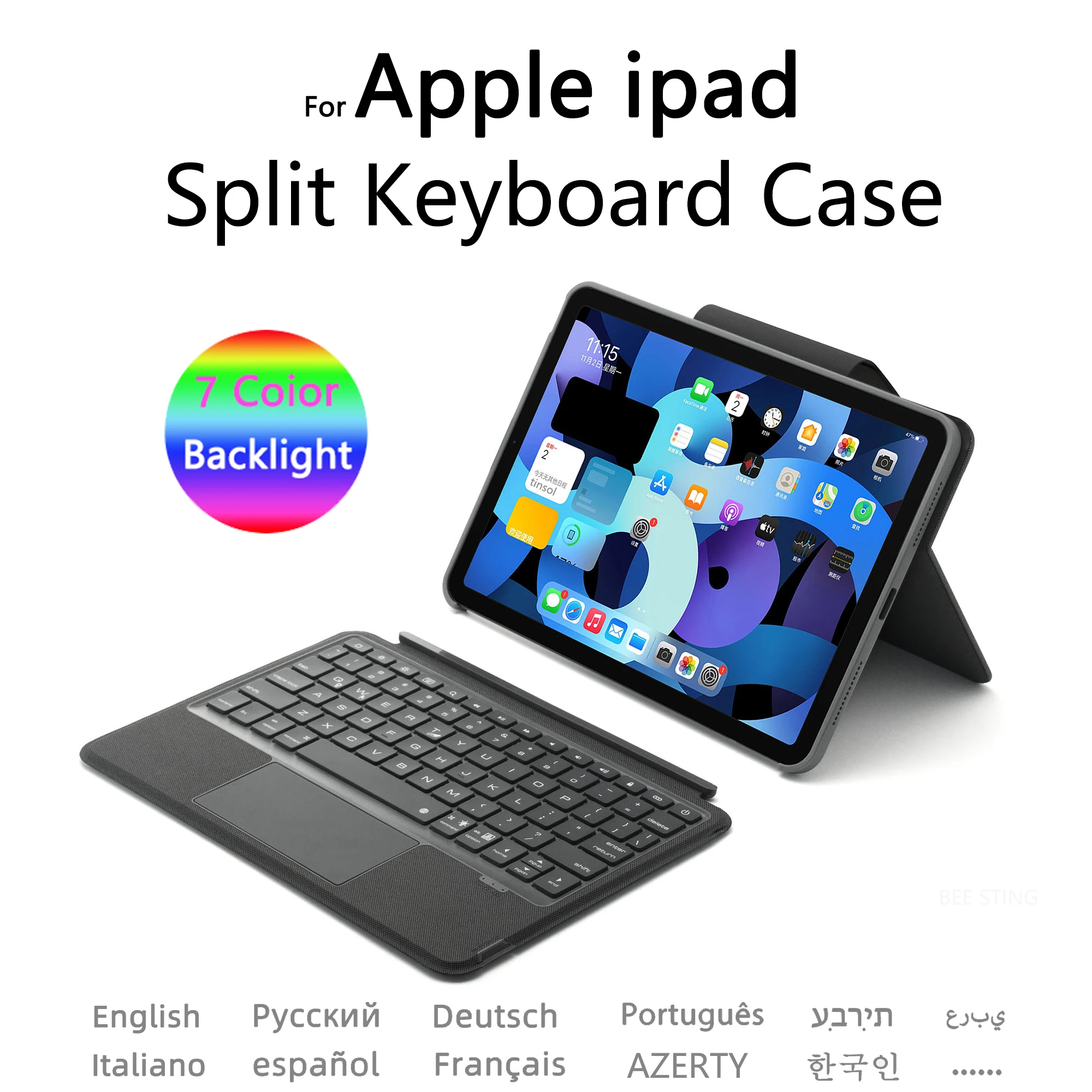 Split Magic Keyboard Case For iPad Pro 11 2021 2020 2018 Air 4 5 10.9 10.5 2022 10.2 7th 8th 9th Mini 6,Backlight Keyboard Cover