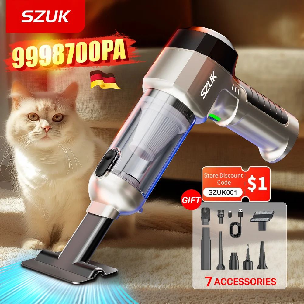 SZUK NEW C017MAX Car Vacuum Cleaner Portable Handheld Mini Vacuum Cleaner Wireless Strong Suction Car Cleaner Cleaning Machine