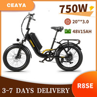 2025 CEAYA 48V15AH 20*3.0 INCH ELECTRIC BIKE FAT TYRE Removable Battery 7 Speed Transmission Electric City Bike