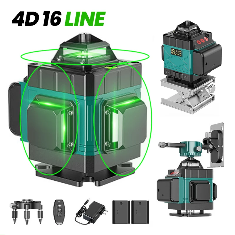 4D 16Lines Laser Level Green Line Self-Leveling 360 Horizontal And Vertical Super Powerful Green Beam High-precision Laser Level