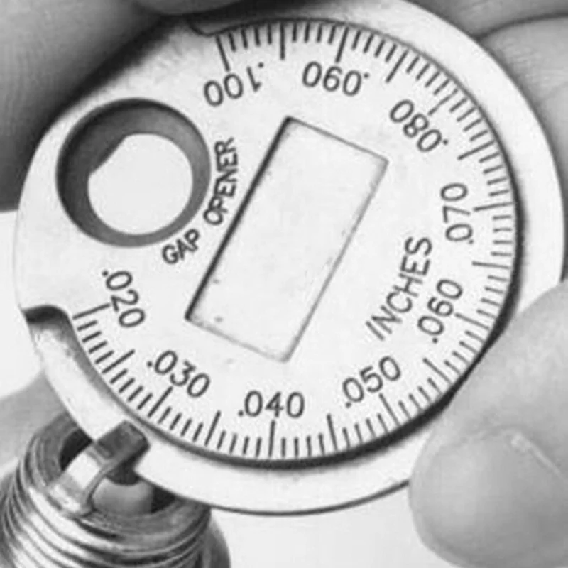 Coin- Type Spark Plug Gap Gauge Medição Ferramenta, Auto Ignition Range Caliber, Medição Feeler, Hot Sale, 0.6mm-2.4mm, 1Pc