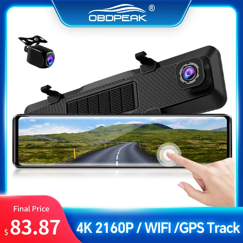 

H6 Rearview Mirror 4K Dash Camera WIFI APP Car DVR Dashcam GPS Track 3840*2160P Auto Video Front and Rear Dual Lens Night Vision