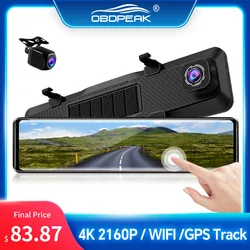 H6 Rearview Mirror 4K Dash Camera WIFI APP Car DVR Dashcam GPS Track 3840*2160P Auto Video Front and Rear Dual Lens Night Vision