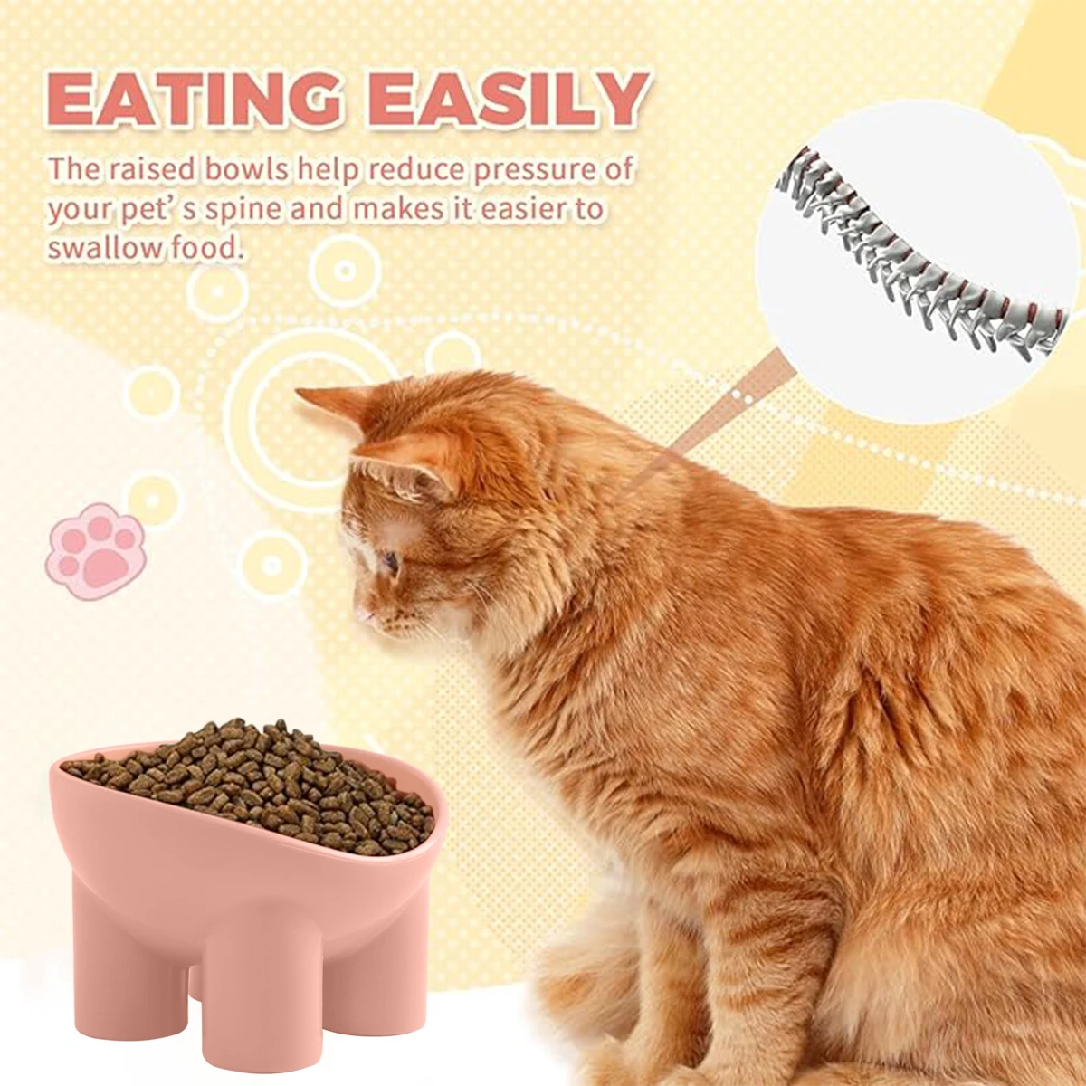 Elevated Cat Food Bowl with Elephant Leg Shape, Protecting Pet\'s Spine, Thickened Plastic Bowls, Suitable for Indoor Cats, 1Pc