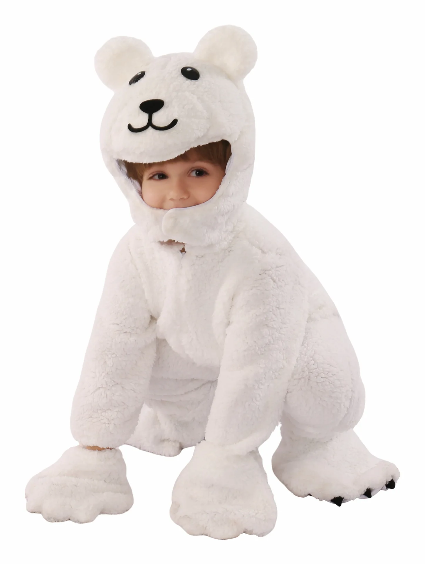 Animal Arctic Polar Bear Costume for Kids Bear Jumpsuit Halloween Costume Unisex Toddler White Bear Costume