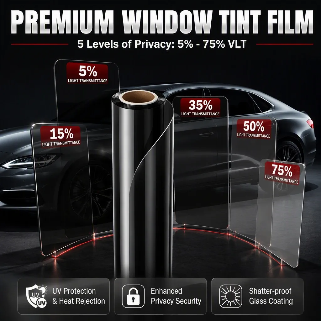 Privacy Window Film Sun Block Heat Control UV Protection Static Cling Removable for Car Home Glass Door