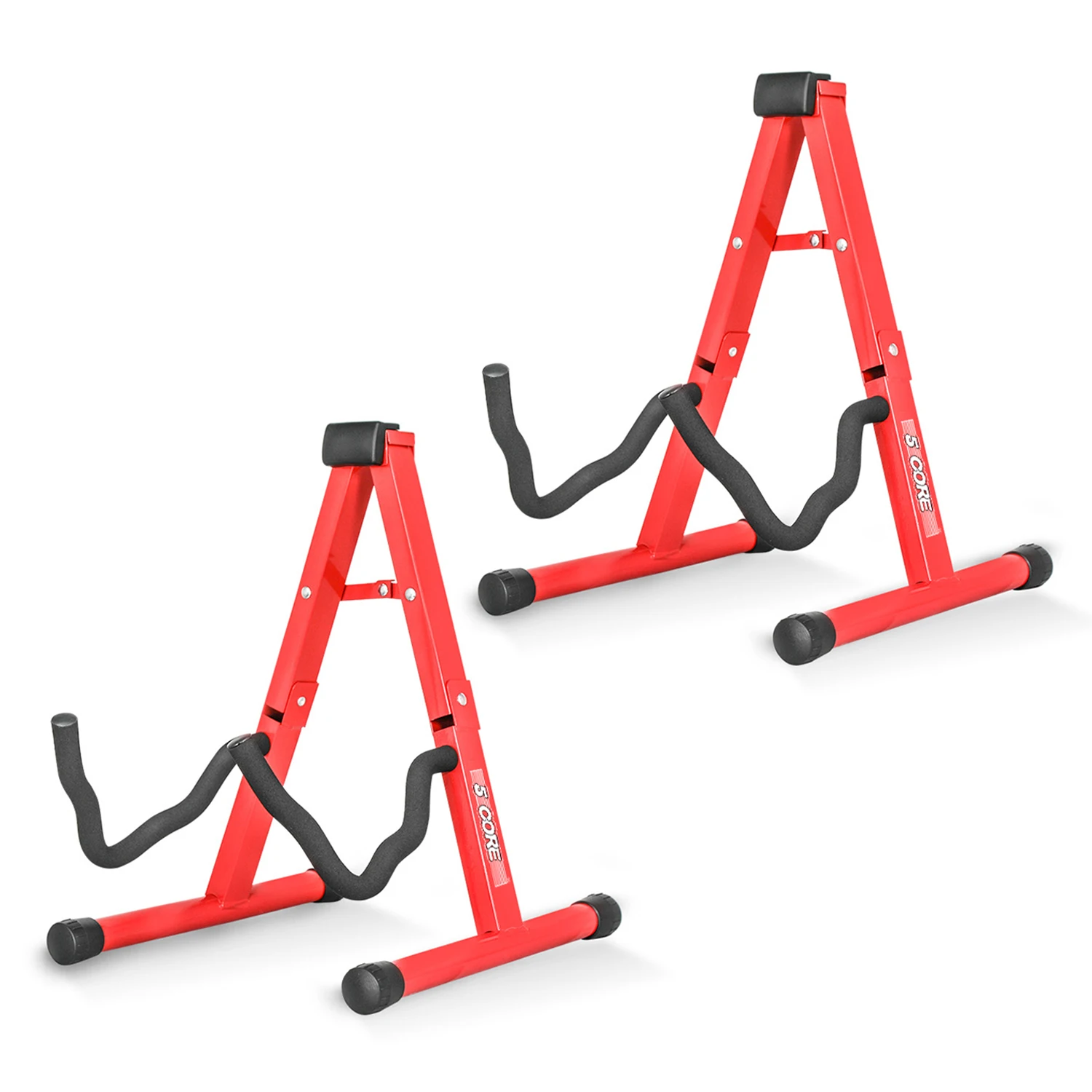 

5 Core Guitar Stand Pair A Shape Foam Arm Rubber Pad for Acoustic Electric Bass GSS RED 2PCS