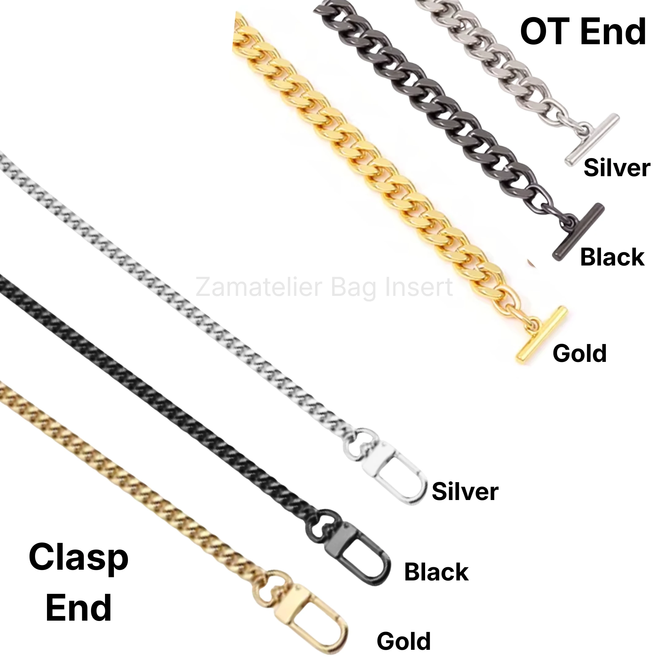 Cassandre Clutch Monogram Conversiekit - Om te zetten tot schoudertas/crossbody tas met vilten inzetstuk organizer en gouden/zwarte/zilveren ketting