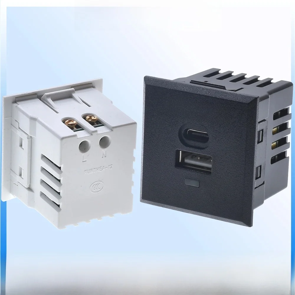 Prise de courant USB type-c QC 3,5a 5V 18W, prise de courant encastrée carrée avec voyant rouge, prise de tablette pour PDU UPS