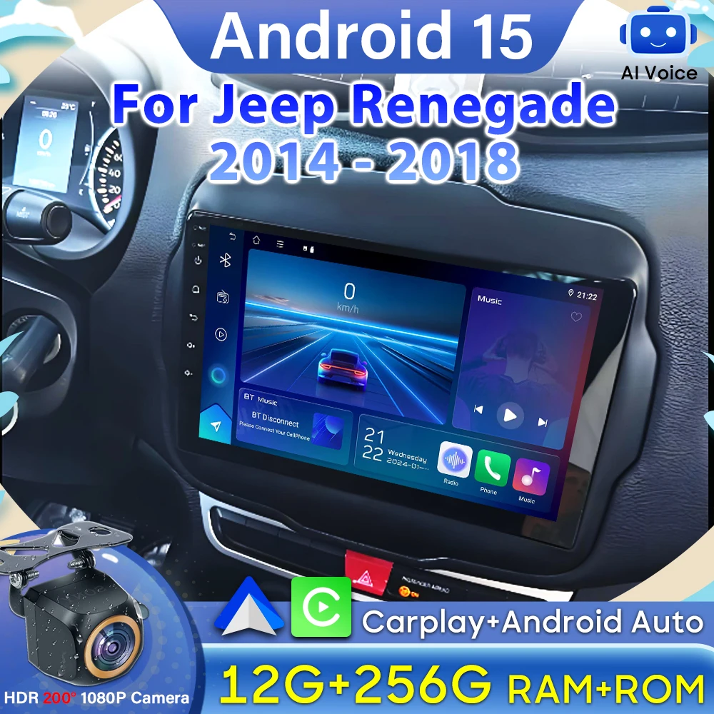 Android Auto Für Jeep Renegade 2014-2018 Auto Radio Multimidia Player GPS Navigation Carplay Auto Intelligente Systeme 4G wifi 2K