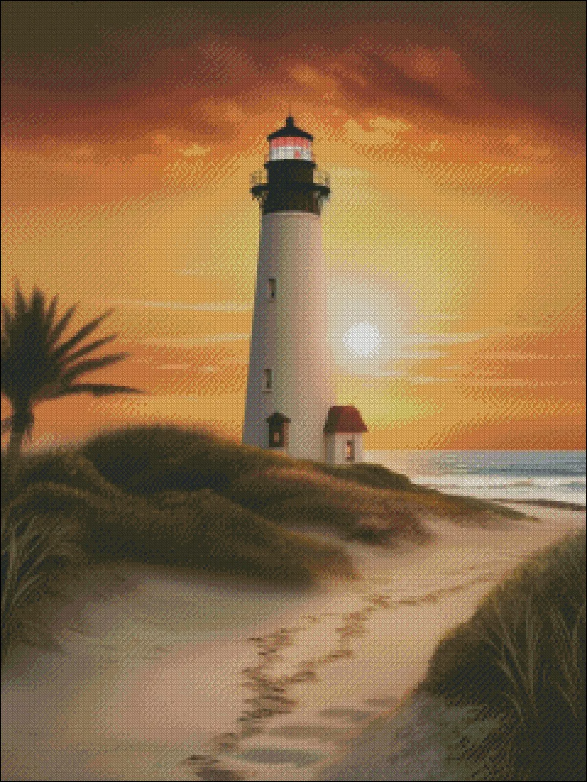 Embroidery Counted Cross Stitch Kits Needlework - Crafts 14 ct DMC Color DIY Arts Handmade Decor - Coastal Beacon at Dusk