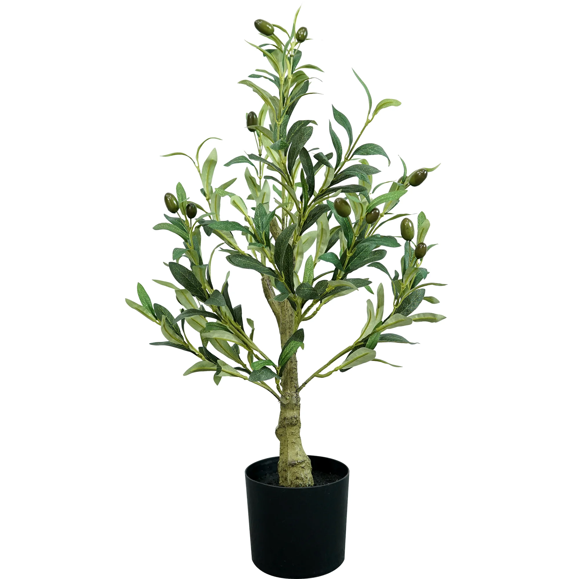 Olivo Artificial, Planta de Seda Sintética para Decoración del Hogar u Oficina, Olivos Artificiales con Tronco de Madera Natural y Frutos Realistas, Olivo Artificial en Maceta, Plantas Artificiales para Regalo