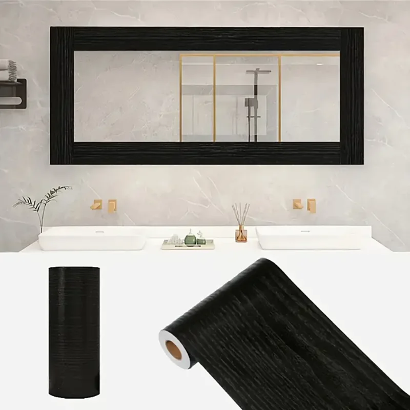 1 Roll of Wood Grain Wallpaper PVC Self-Adhesive Wallpaper Thickened Waterproof Sticker Furniture Decorative Wall Sticker