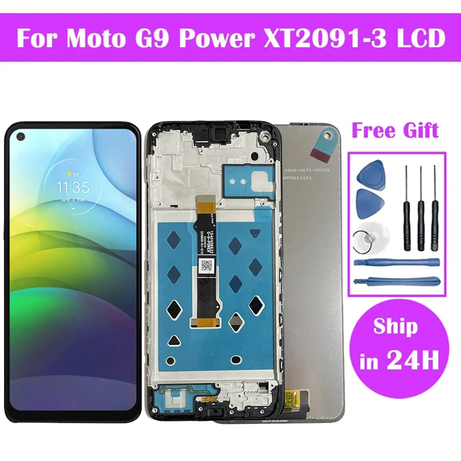 100% Tes For Motorola Moto G9 Power LCD Display Touch Screen Digitizer Assembly XT2091-3 XT2091-4 LCD With Frame