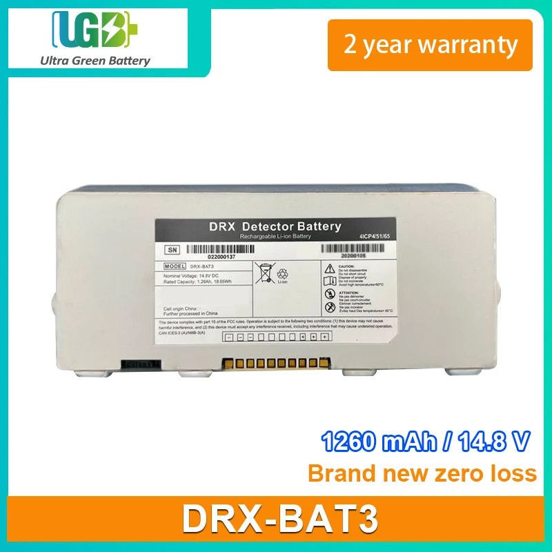 UGB New battery For Carestream DRX-BAT3 HPX-DR 2530 Detector Battery 1260mAh 14.8V 18.65Wh