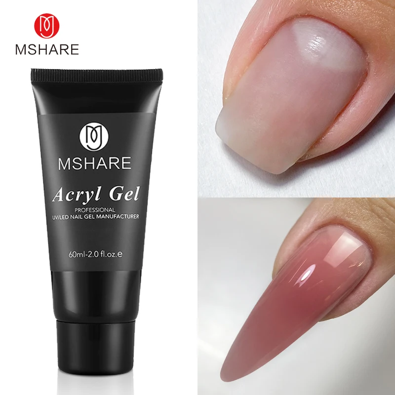 MSHARE Poly Nails Acryl Gel 60 ml Builder UV Led Acrylgel Nägel Extensions Acryl Rosa Weiß Klar Acryl Hema Tpo Free Gel