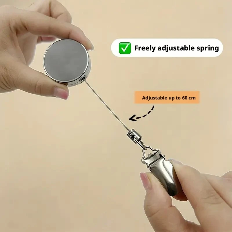 1pcs Multi functional telescopic clip, automatic rebound contraction hook clip, no punching and easy to pull rope