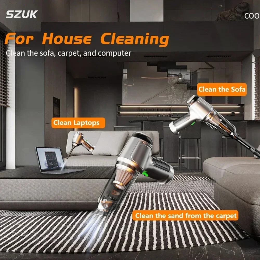 SZUK Car Vacuum CIeaner 638000Pa Mini Handheld Cleaning Machine Powerful Wireless Handy Portable Vacuum Cleaner for Car and Home