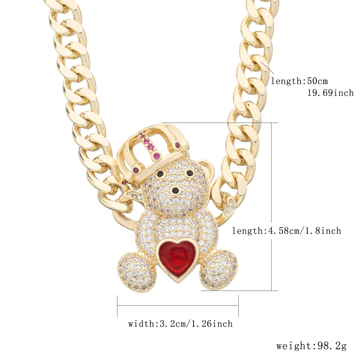 Crown Bear Big Pendant Creative Design Fashion Cute Cartoon Bear Necklace Women Jewelry Charm