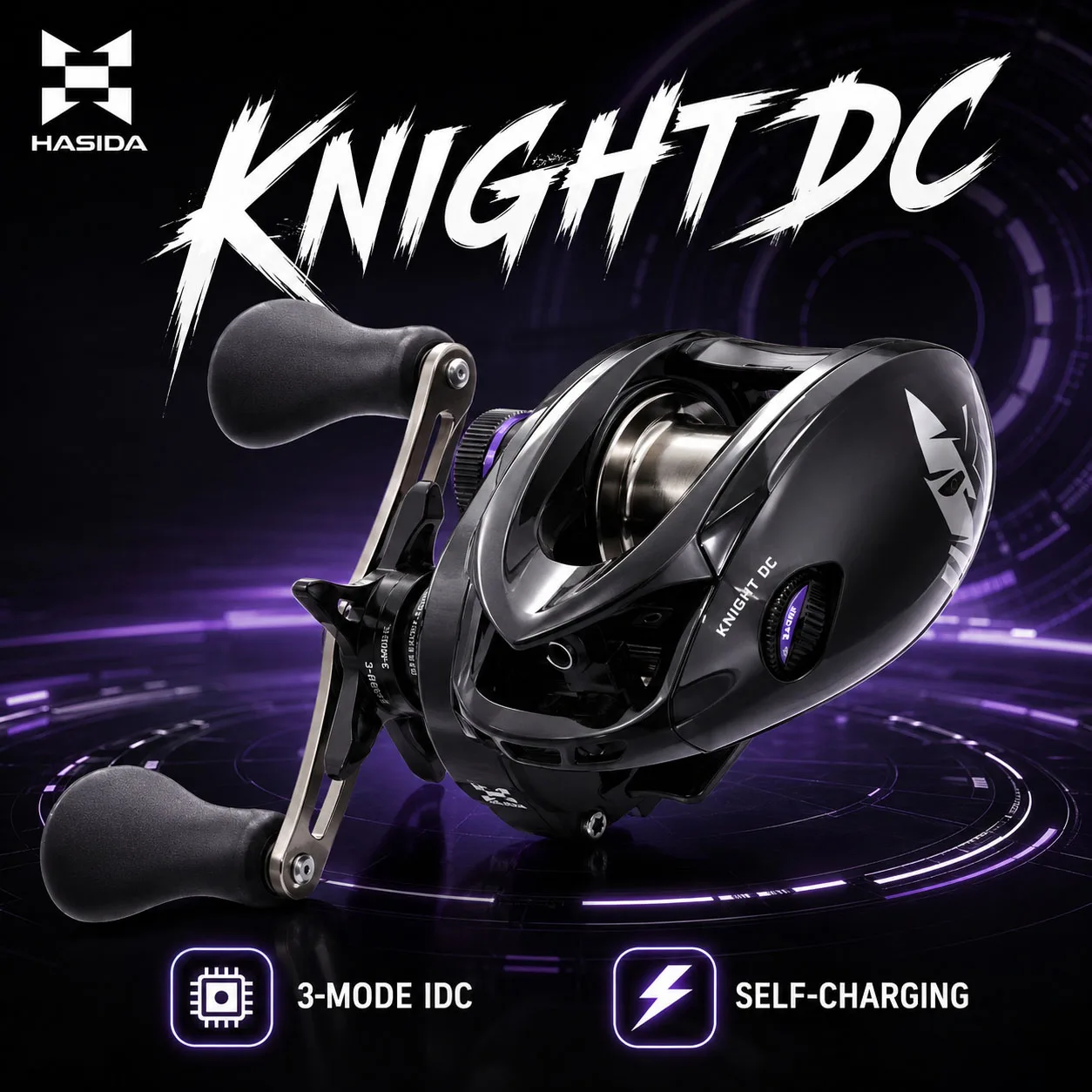 HASIDA Knight DC Baitcasting-Rolle 147g 3-Modus Elektronische Bremse Selbstaufladend Anti-Rückstoß 7.1:1 10+1BB