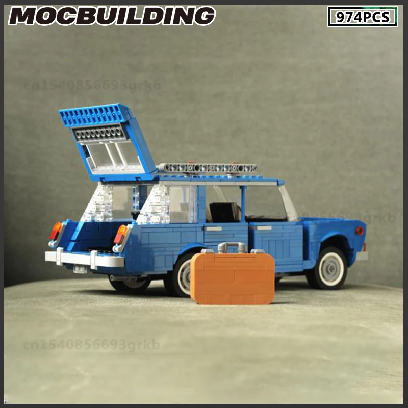 

MOC Building Block European Style Car 1200 Bule Vintage Automobile Toy Gift Collection Birthday Present Classic Nostalgia Series