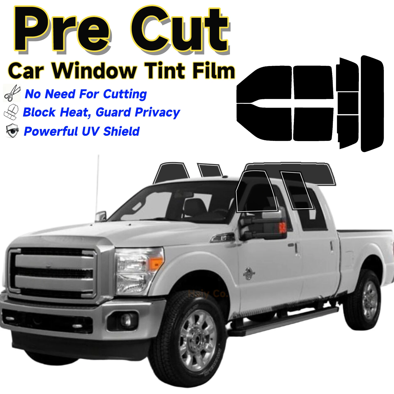 

Предварительно вырезанная тонировка окон автомобиля для Ford F250 Crew Cab 2013-2016, блокировка солнца и ультрафиолета, тепло и блики, 2-слойная защитная пленка для окон, абажур