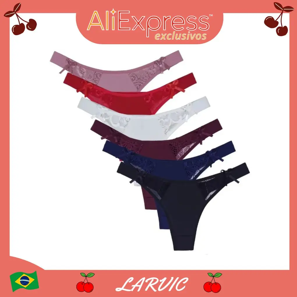 Calcinhas Kit 3, 5 ou 10 com Elástico Renda Tanga Conforto Sensual Lingerie Feminina Estilo Elegante para Todas as Ocasiões