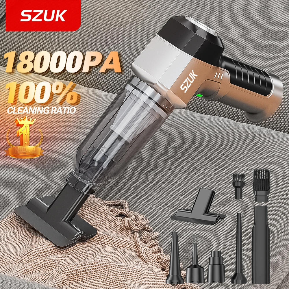 

SZUK Car Vacuum Cleaner 18000PA High Pressure Portable Handheld Powerful Mini Cordless Car Appliance Cleaning Vacuum Cleaner