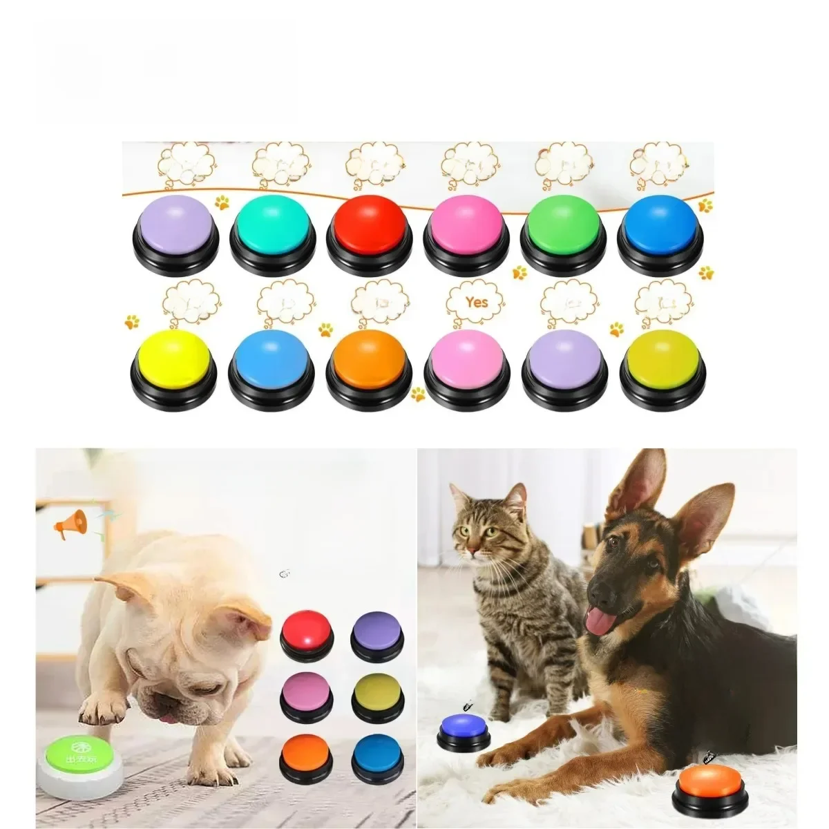 Boutons de Communication pour chien, bouton d'enregistrement vocal pour entraînement des animaux de compagnie, Buzzer, lecture d'enregistrement en 30 secondes, cadeau amusant pour animal de compagnie