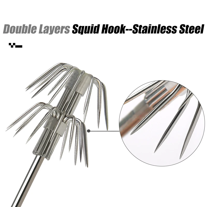 LETOYO 2PCS 9-17.5cm stainless steels squid jigs hook live LURE cuttlefish Umbrella Hook fishing accessories for squid fishing