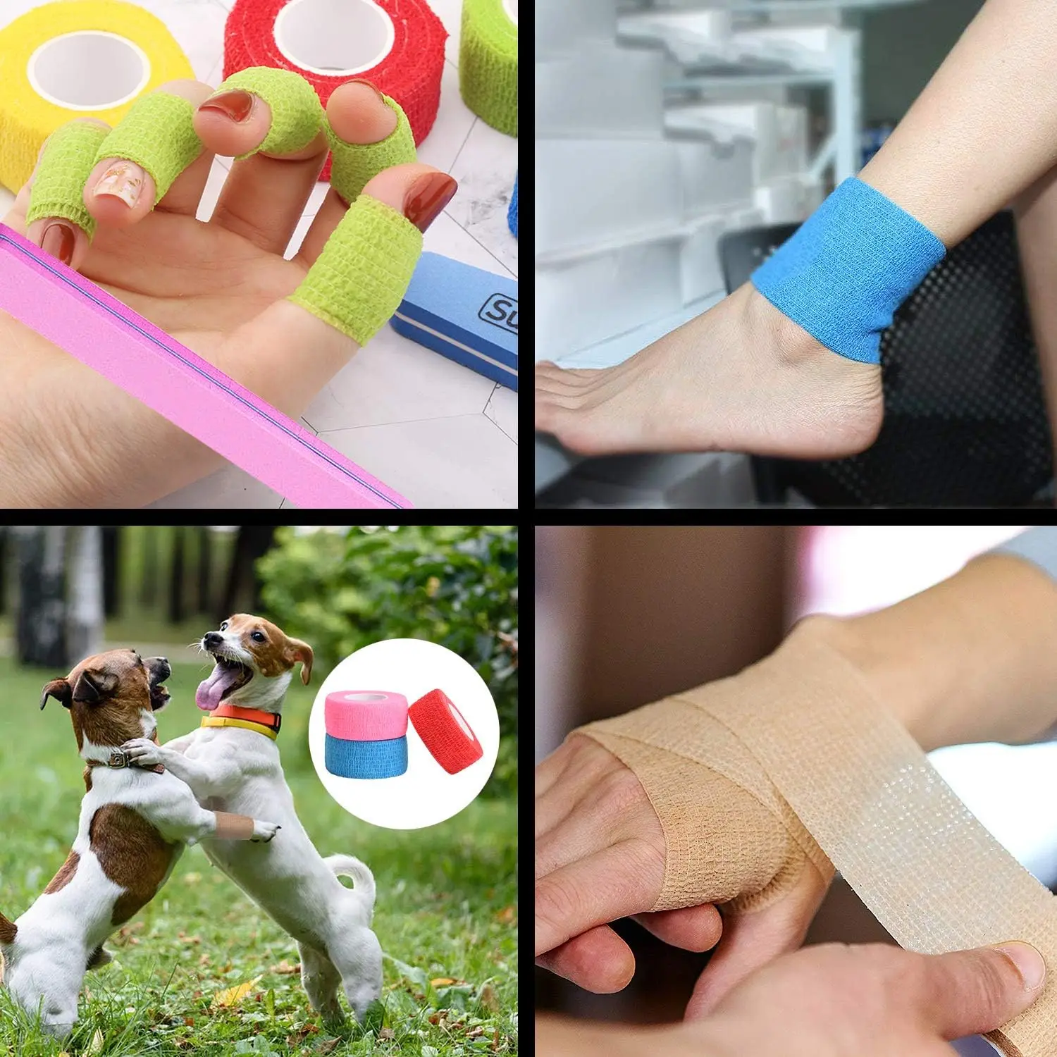 18 Color 1 Inches Self Adherent Cohesive Wrap Bandages First Aid Tape Elastic Self Adhesive Tape Vet Wrap for Cat, Dog