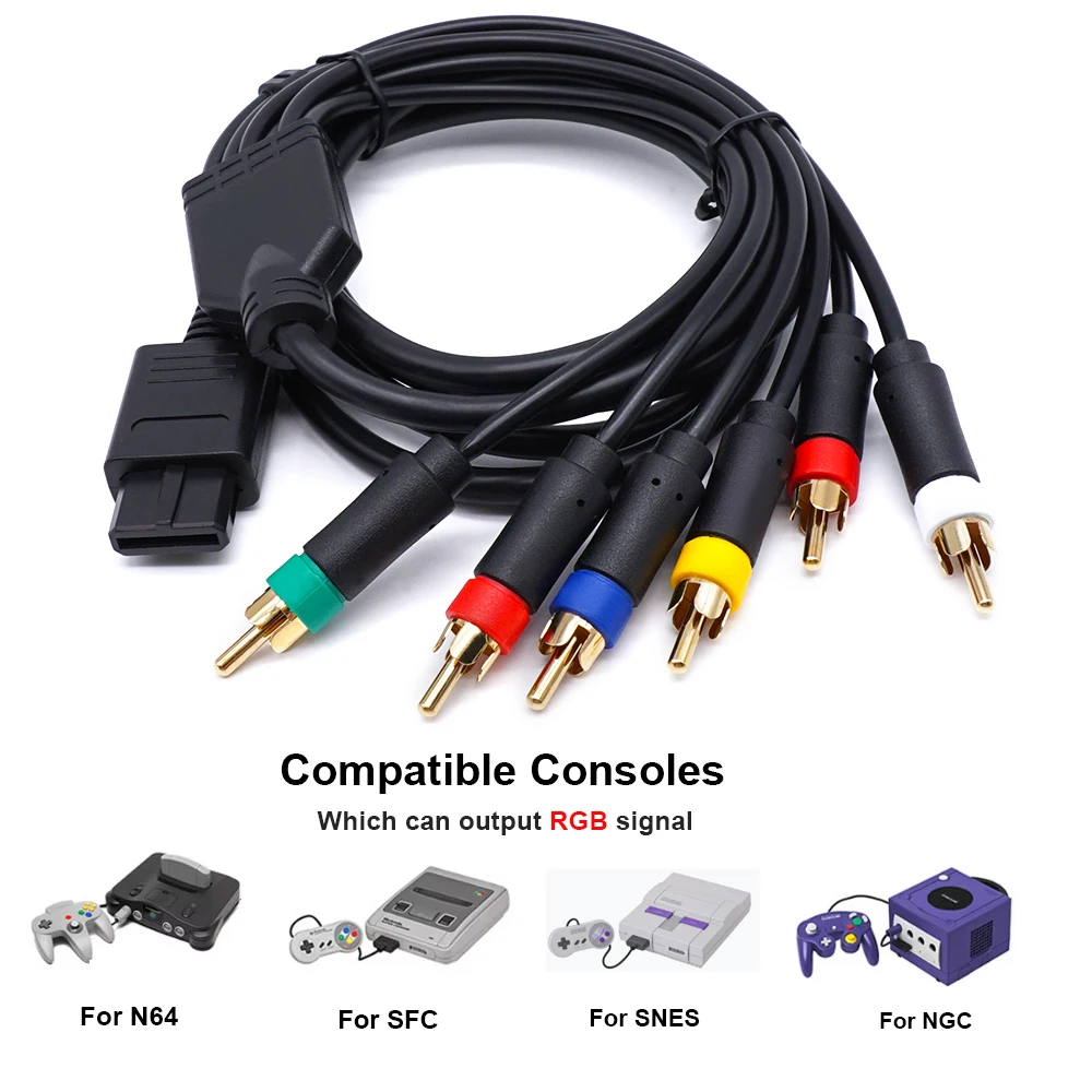 LinkRetro Video Audio 1.8M RGBS Cable 4 BNC Connectors Compatible Nintendo N64 SFC SNES NGC Game Consoles For CRT Color Monitor