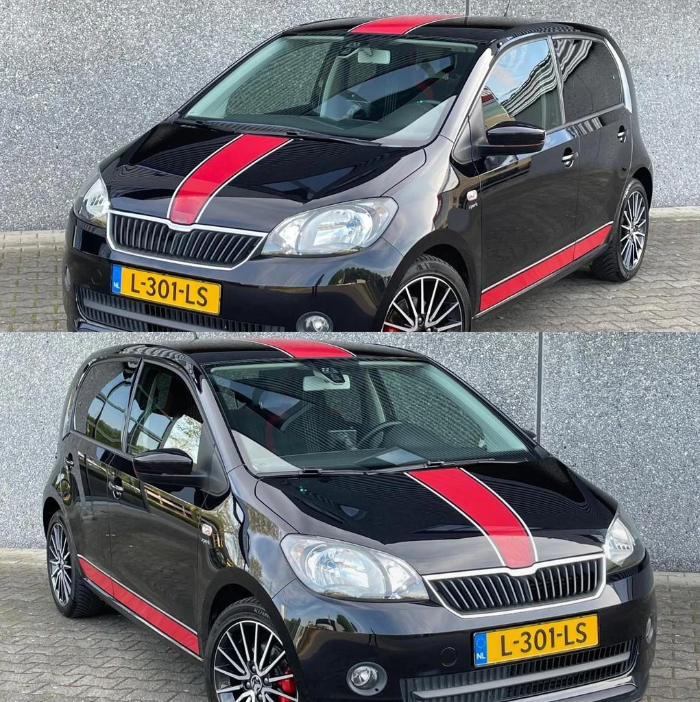 

2 шт. автомобильные наклейки на боковой капот для Skoda CITIGO в полоску, юбка, Стайлинг для Volkswagen UP E-UP, спортивные тюнинговые аксессуары, автонаклейки