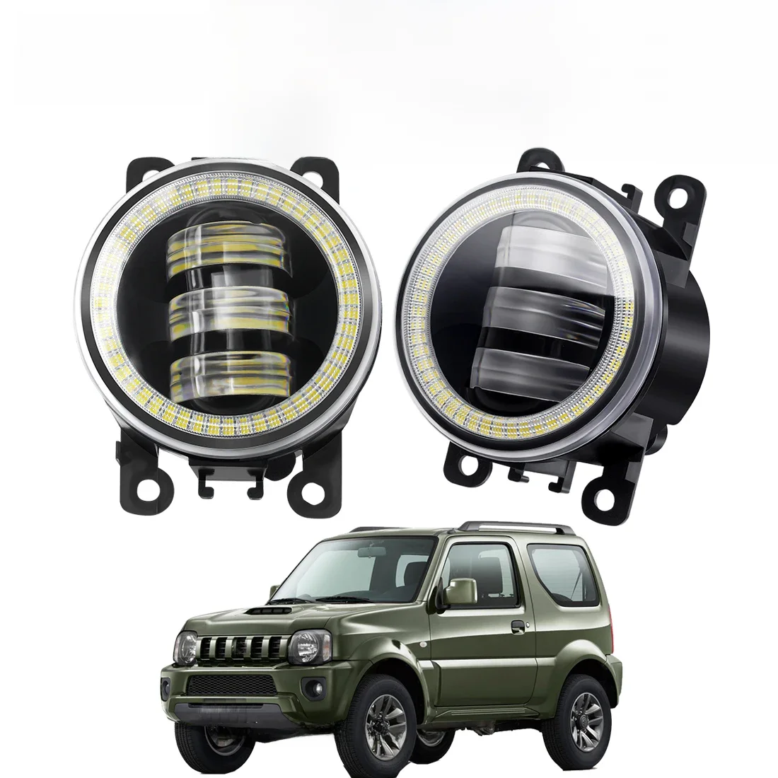 2 X ensemble de phares antibrouillard Angel Eye pour Suzuki Jimny FJ 1998-2014 pare-chocs avant de voiture lentille LED antibrouillard lampe de conduite DRL 30W 6000LM 12V