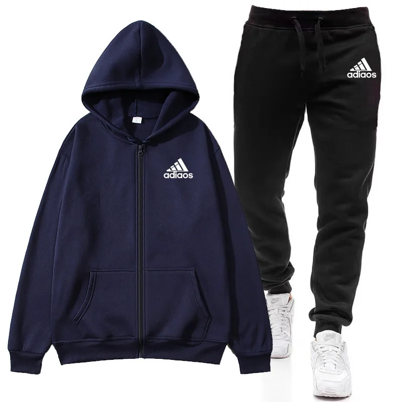 Neue Mode Trainings anzug Männer Reiß verschluss Hoodie Hosen setzt Kleidung Männer Sport kleidung Laufen Jogger Männer Trainings anzug Winter anzug Sport