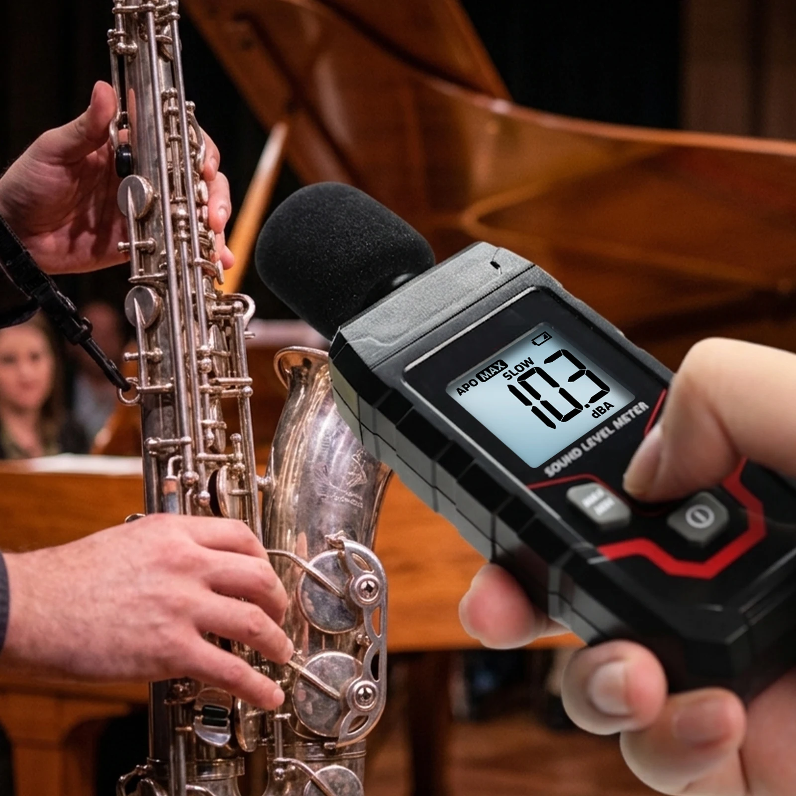 Professional Digital Sound Level Meter 30-130dB Decibel Noise Audio Measuring Device Backlight Portable LCD Audio Level Meter