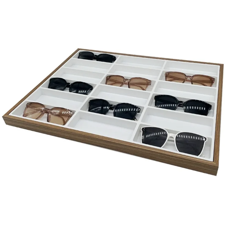 Sunglass Organizer Tray 18 Slots Eyewear Display Case Watches Glasses Holder Storage Box Decorative for Home Closet Women Men