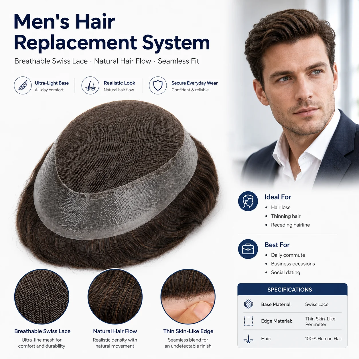 Topúnico masculino peruca sistema de substituição de cabelo humano protesis capilar hombre masculino pedaço de cabelo sistema de cabelo humano peruca