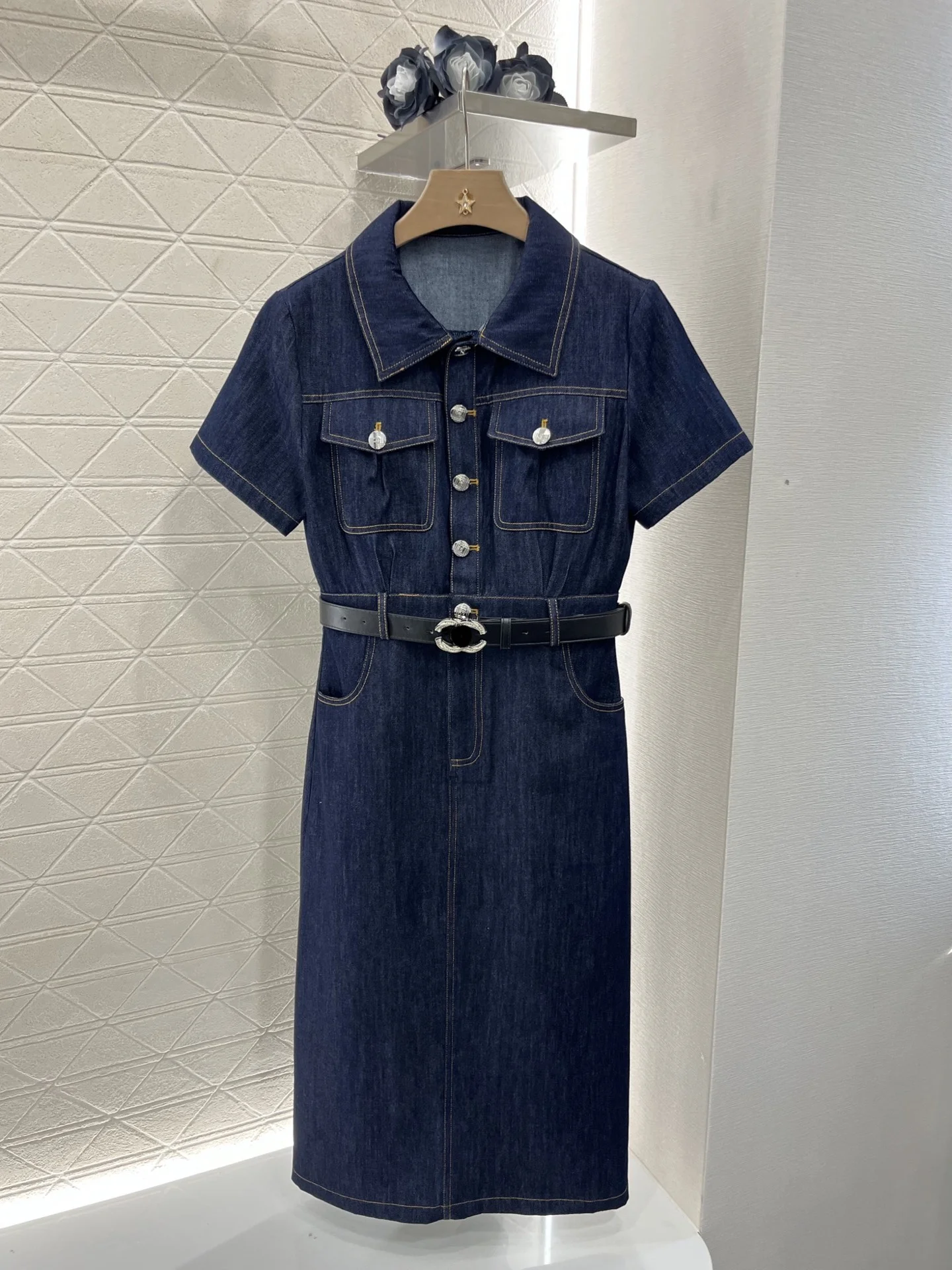 

2025 new Custom-made denim belt women's dress for Spring twill denim pure cotton form-fitting and elastic women's travel wear