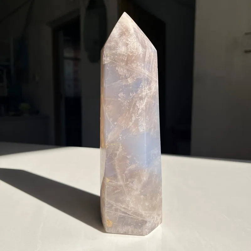 Blue Rose Quartz Crystal Tower Healing Stone for Meditation Home Décor Energy Cleansing & Love