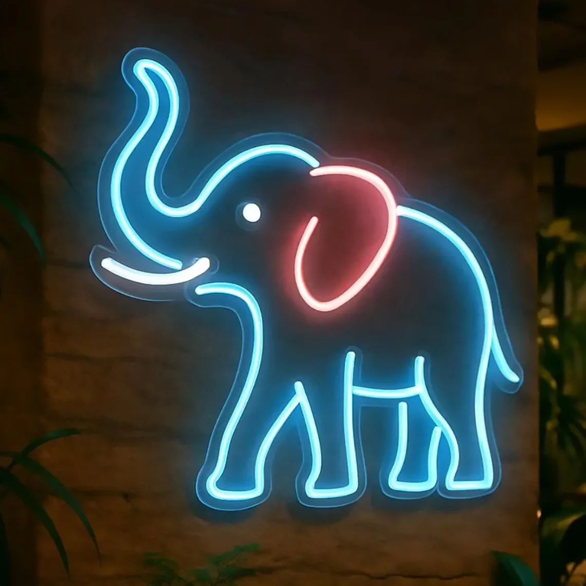 

Elephant Neon Sign Animal Lucky Elephant Neon for Bedroom, Nursery or Living Room Decor Gifts for Kids Adults