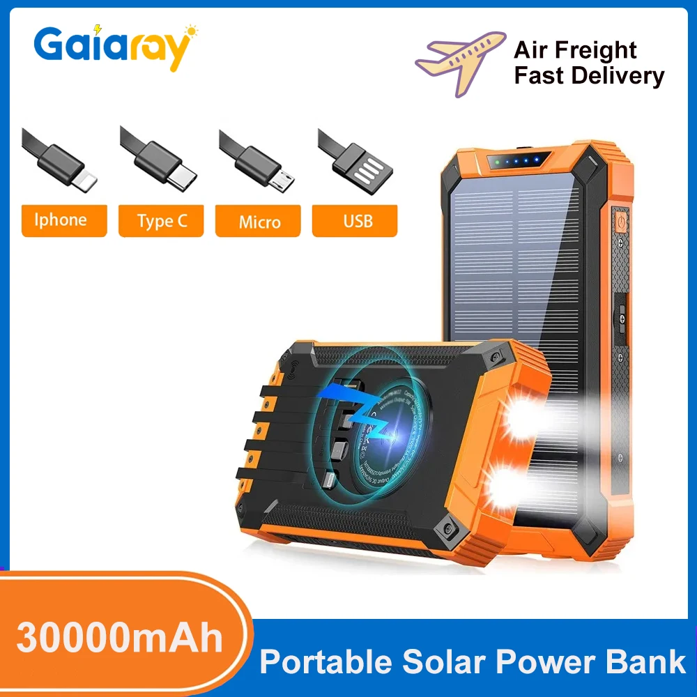 Gaiaray Portable Power Bank 30000mAh Power Battery Magnetic Power Bank LED Flashlight Wireless Charge Station Outdoor Camping