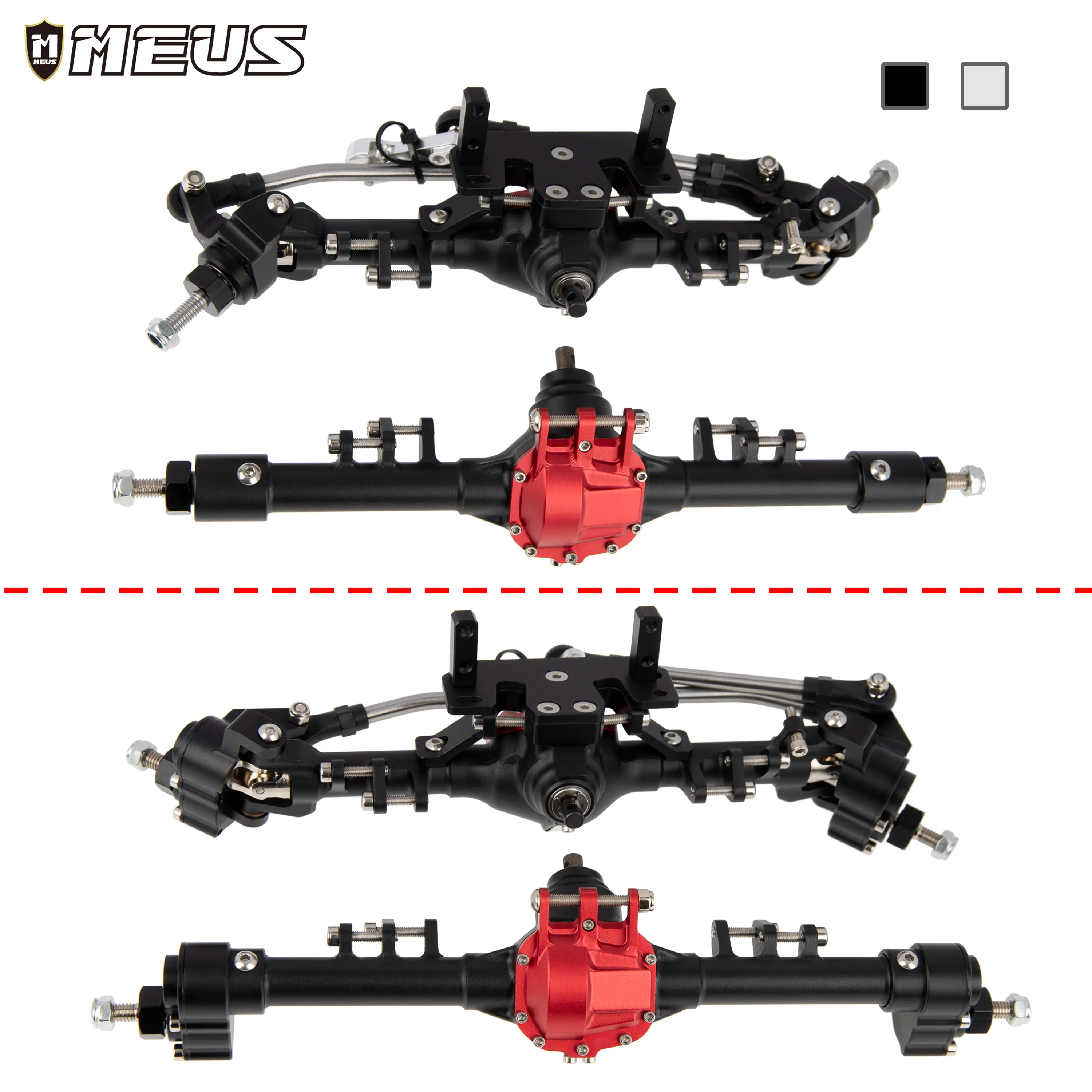 

MEUS Metal RC Axle Large Steering Integrated Axle Front Rear Portal Axle for 1/10 Crawler Car Axial SCX10 90046 90047 D90 D110